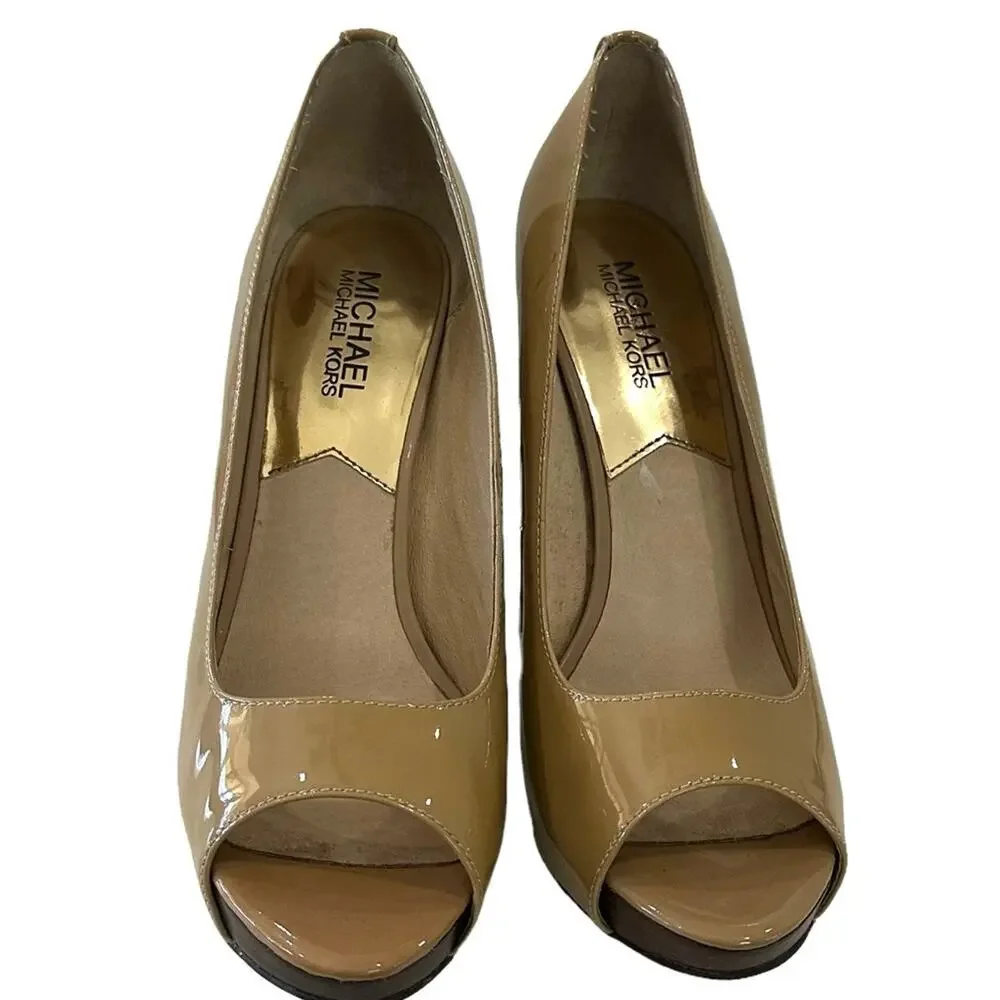 Michael Michael kors York platform peep toe pump 5” heel patent leather size 7.5